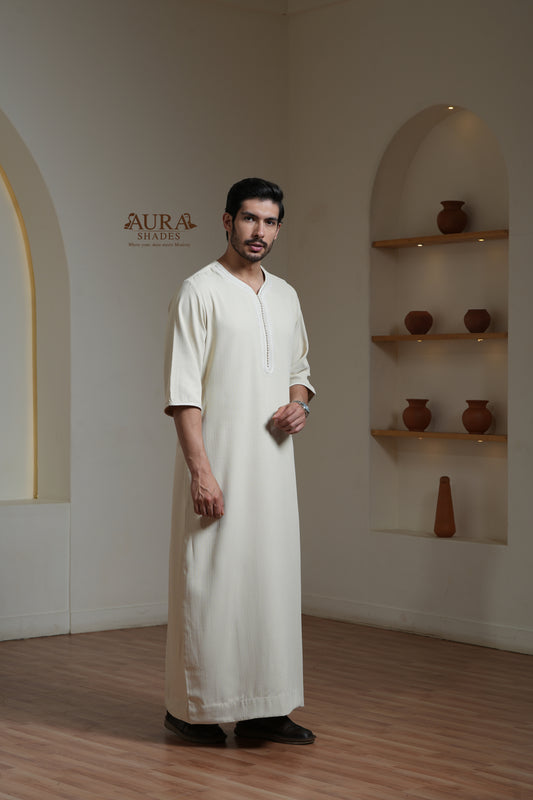 Moroccan Thobe – Ivory Cream