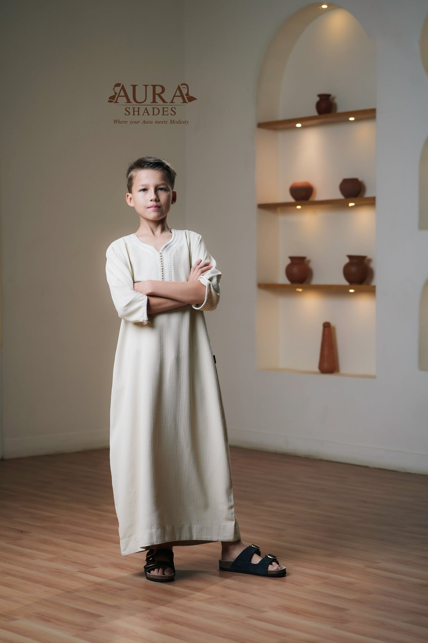 Kids Moroccan Thobe – Ivory Cream