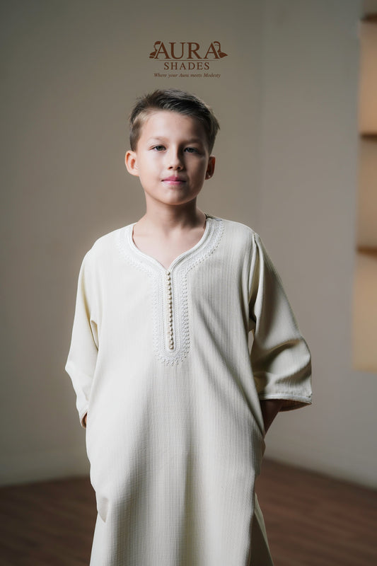 Kids Moroccan Thobe – Ivory Cream