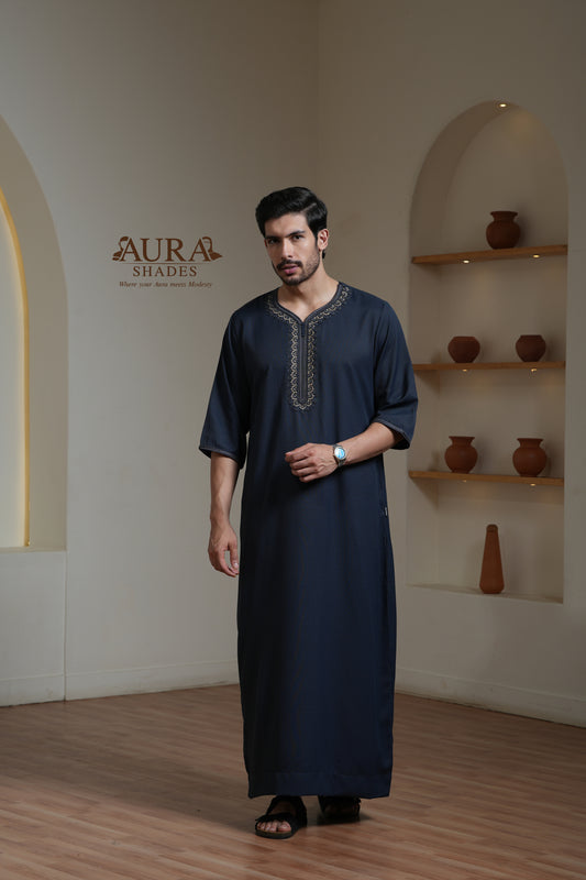 Moroccan Thobe – Midnight Navy