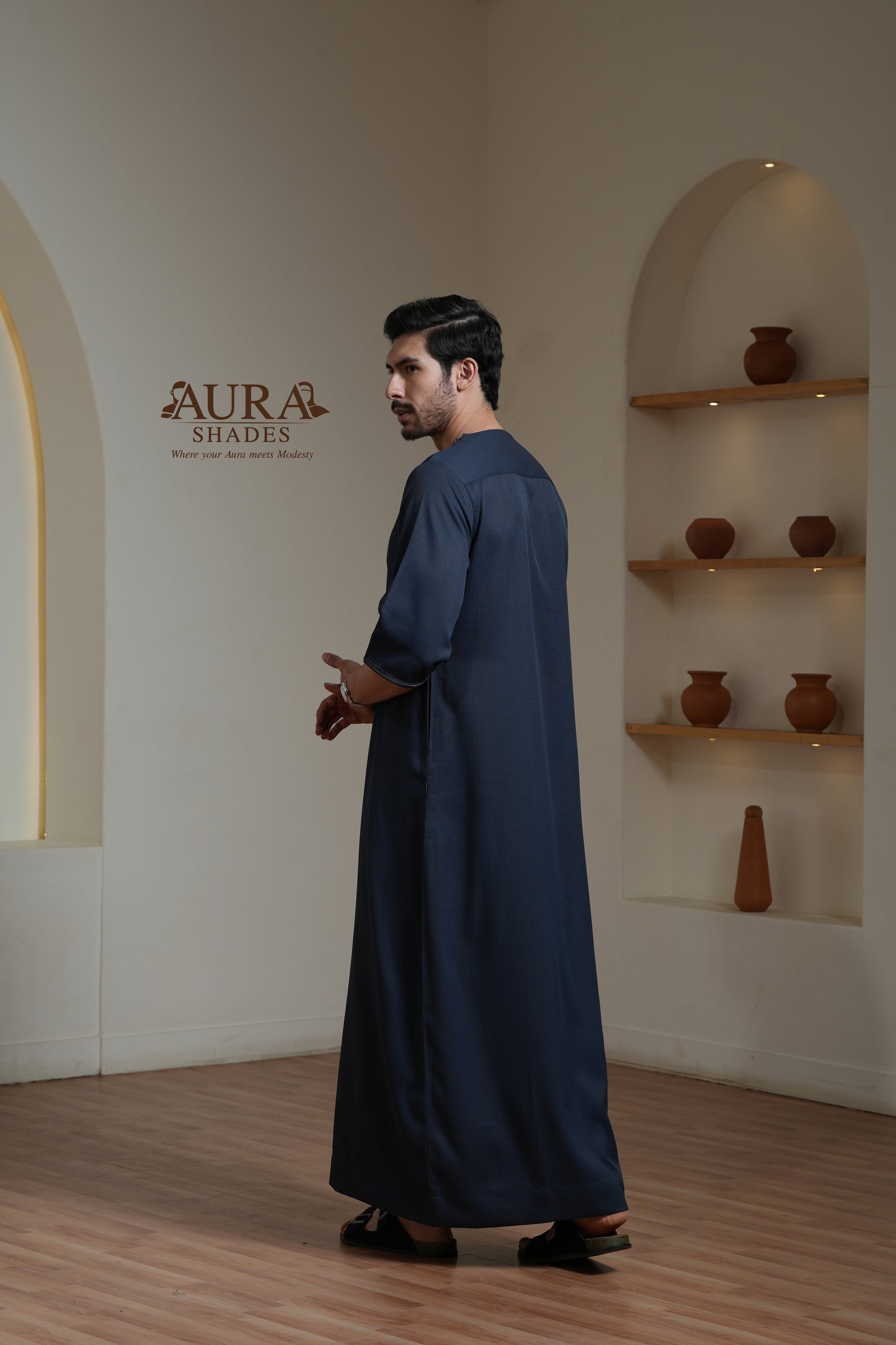 Moroccan Thobe – Midnight Navy