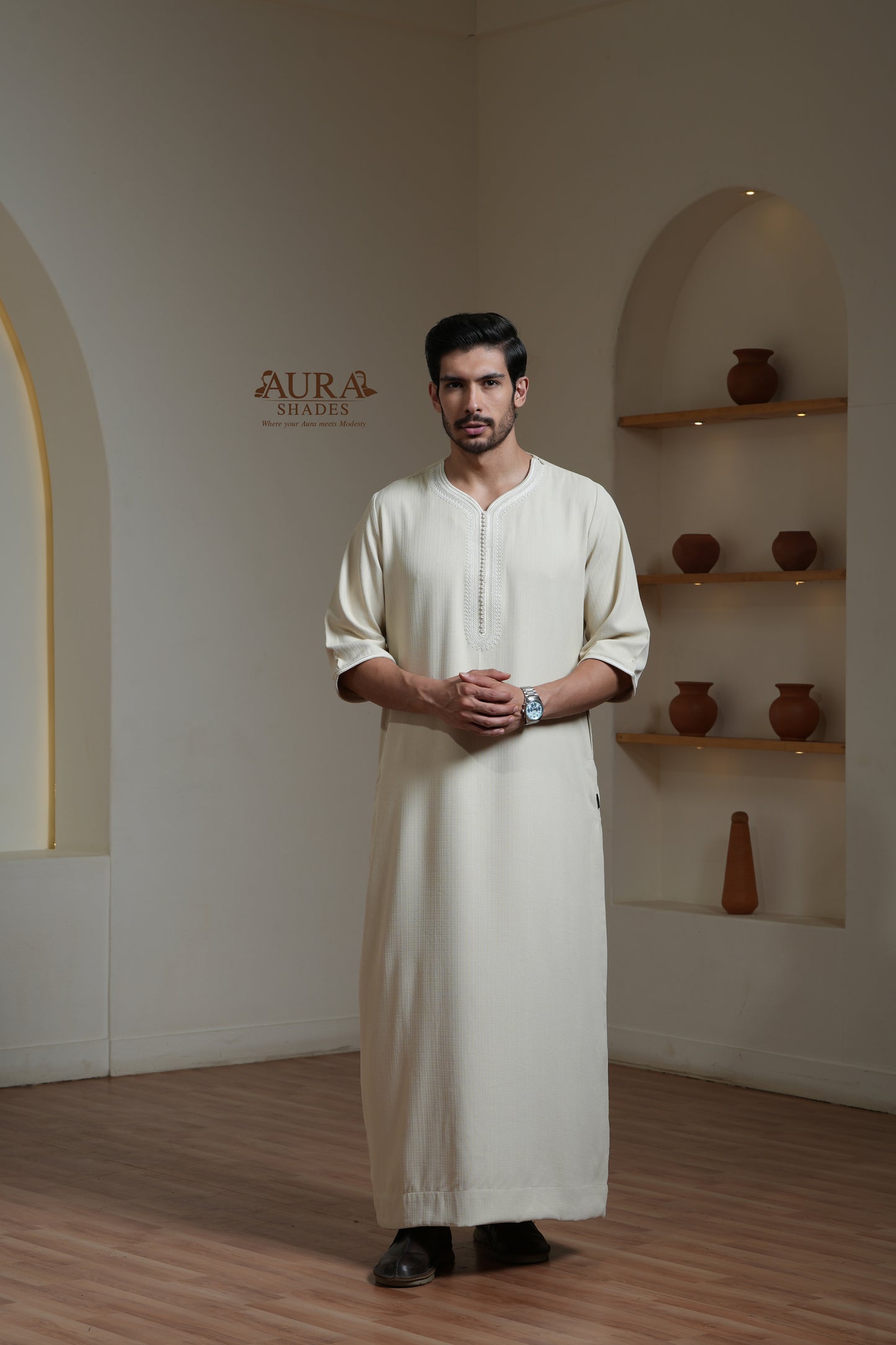 Moroccan Thobe – Ivory Cream