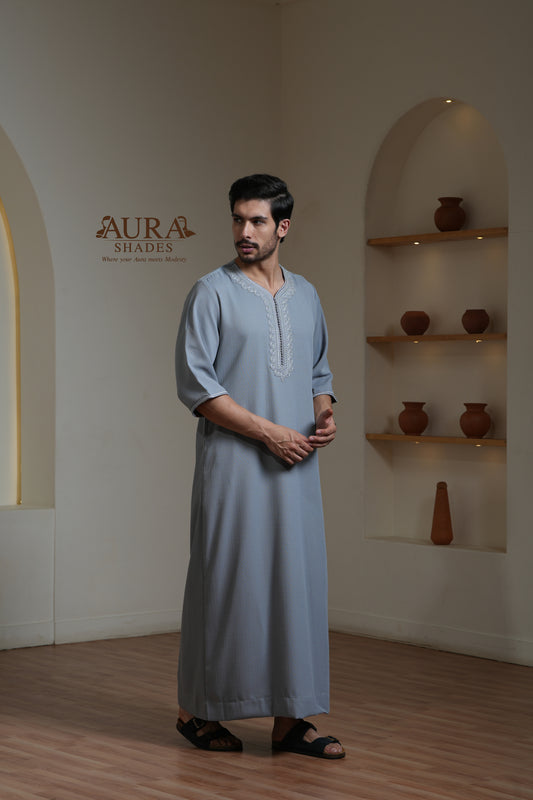 Moroccan Thobe – Stone Grey