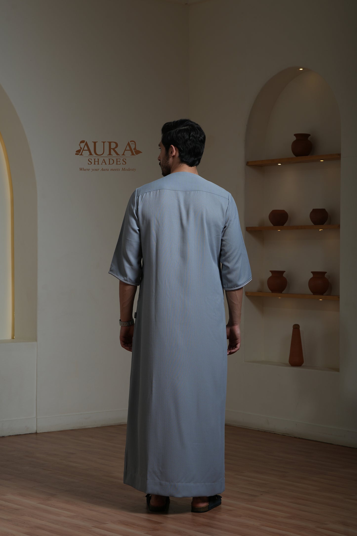 Moroccan Thobe – Stone Grey