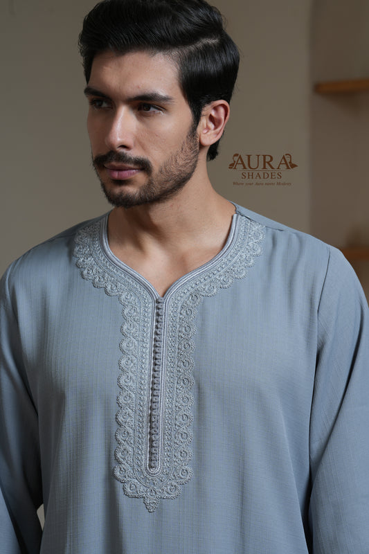 Moroccan Thobe – Stone Grey