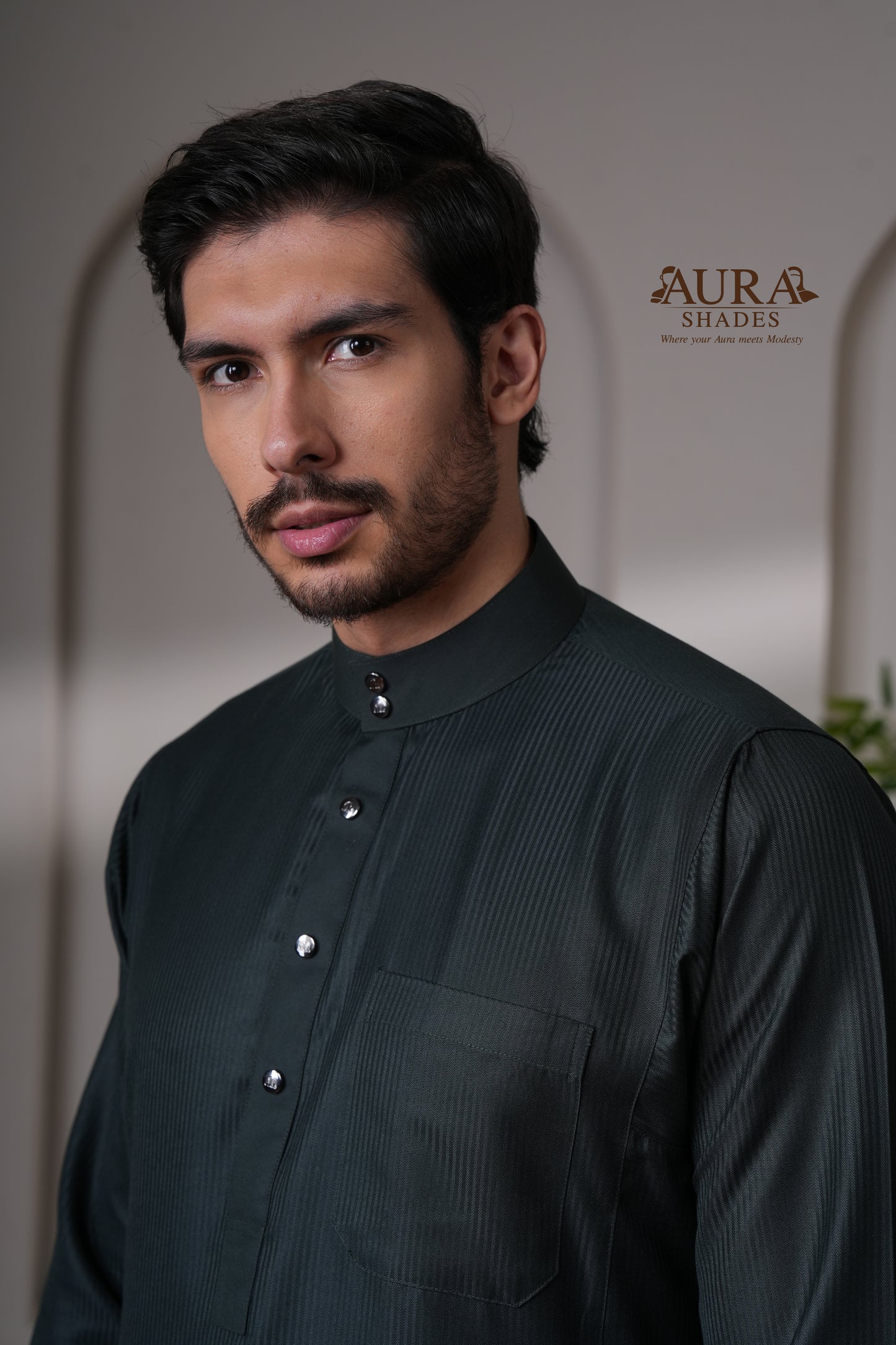 Striped Thobe – Emerald Green