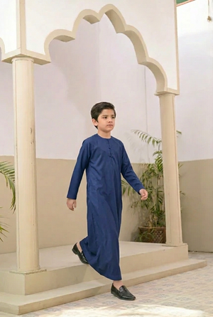 Kids Emirati Essential Thobe Navy Blue