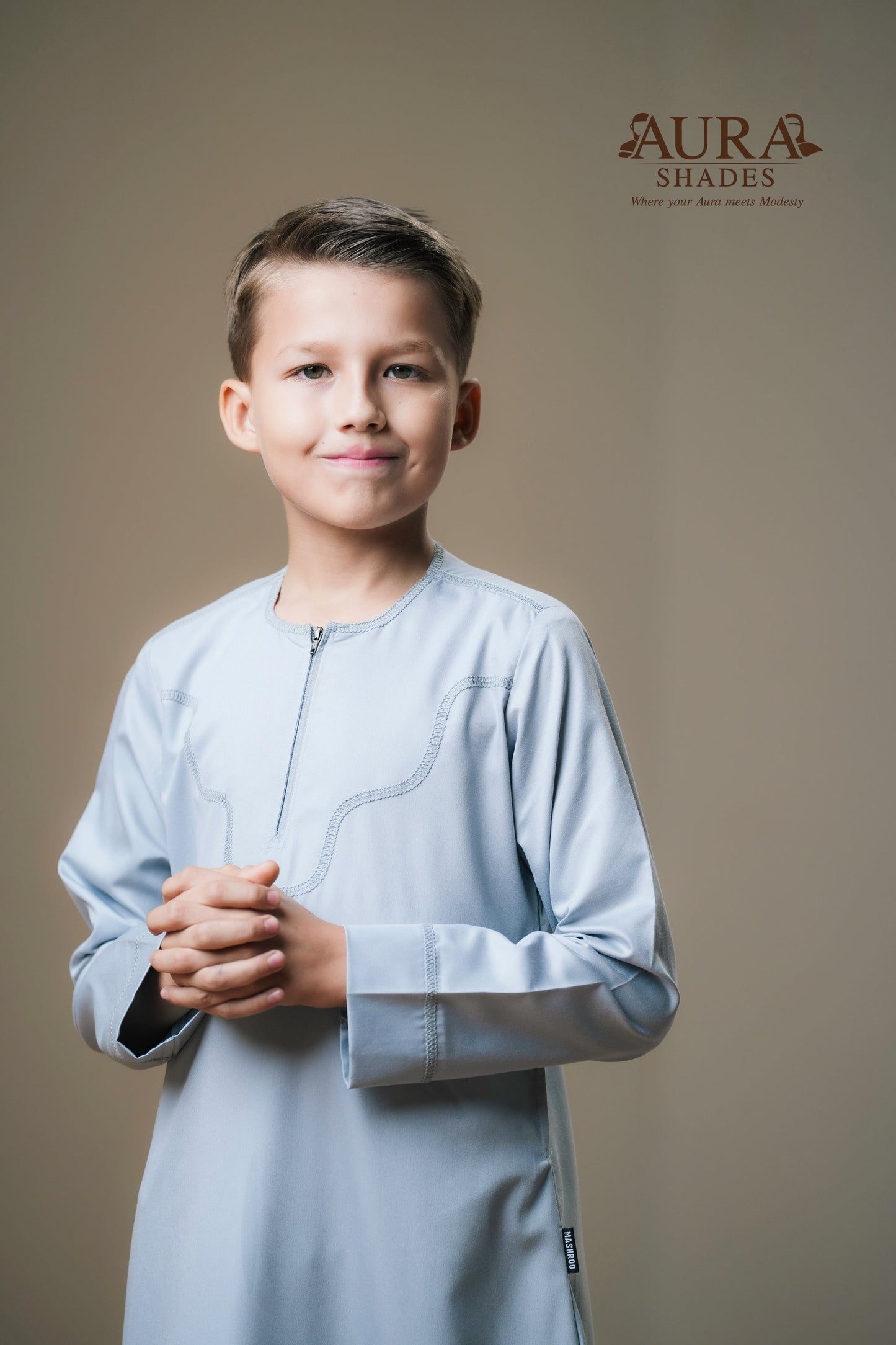 Kids Omani Thobe – Mist Grey