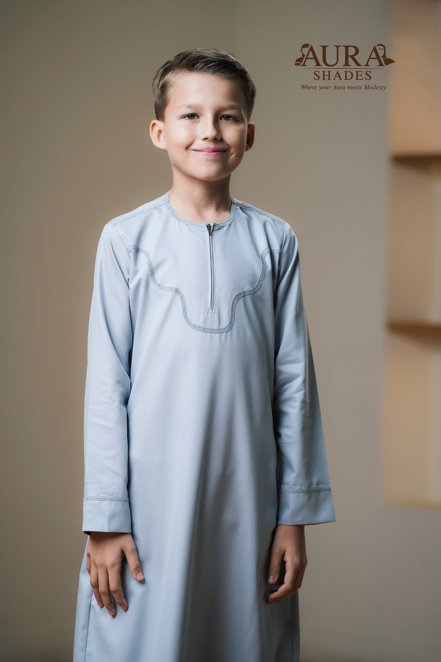Kids Omani Thobe – Mist Grey