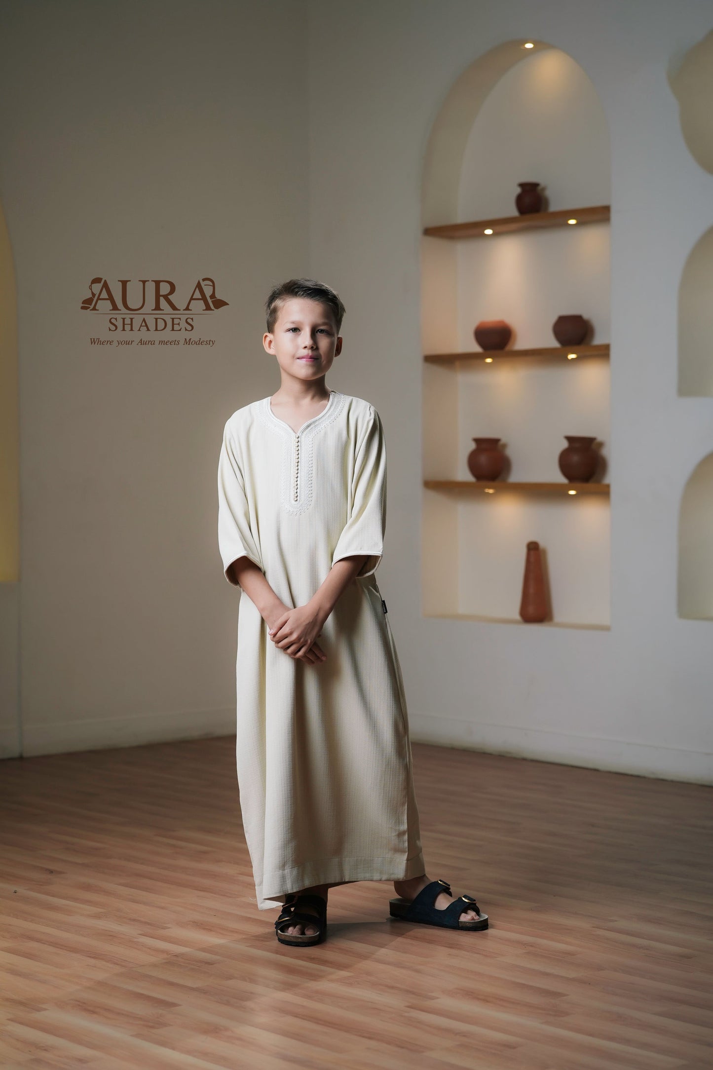 Kids Moroccan Thobe – Ivory Cream