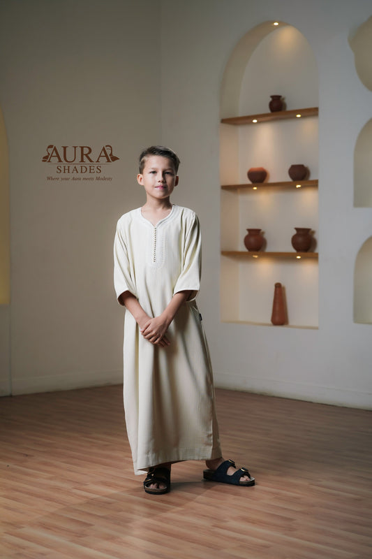 Kids Moroccan Thobe – Ivory Cream
