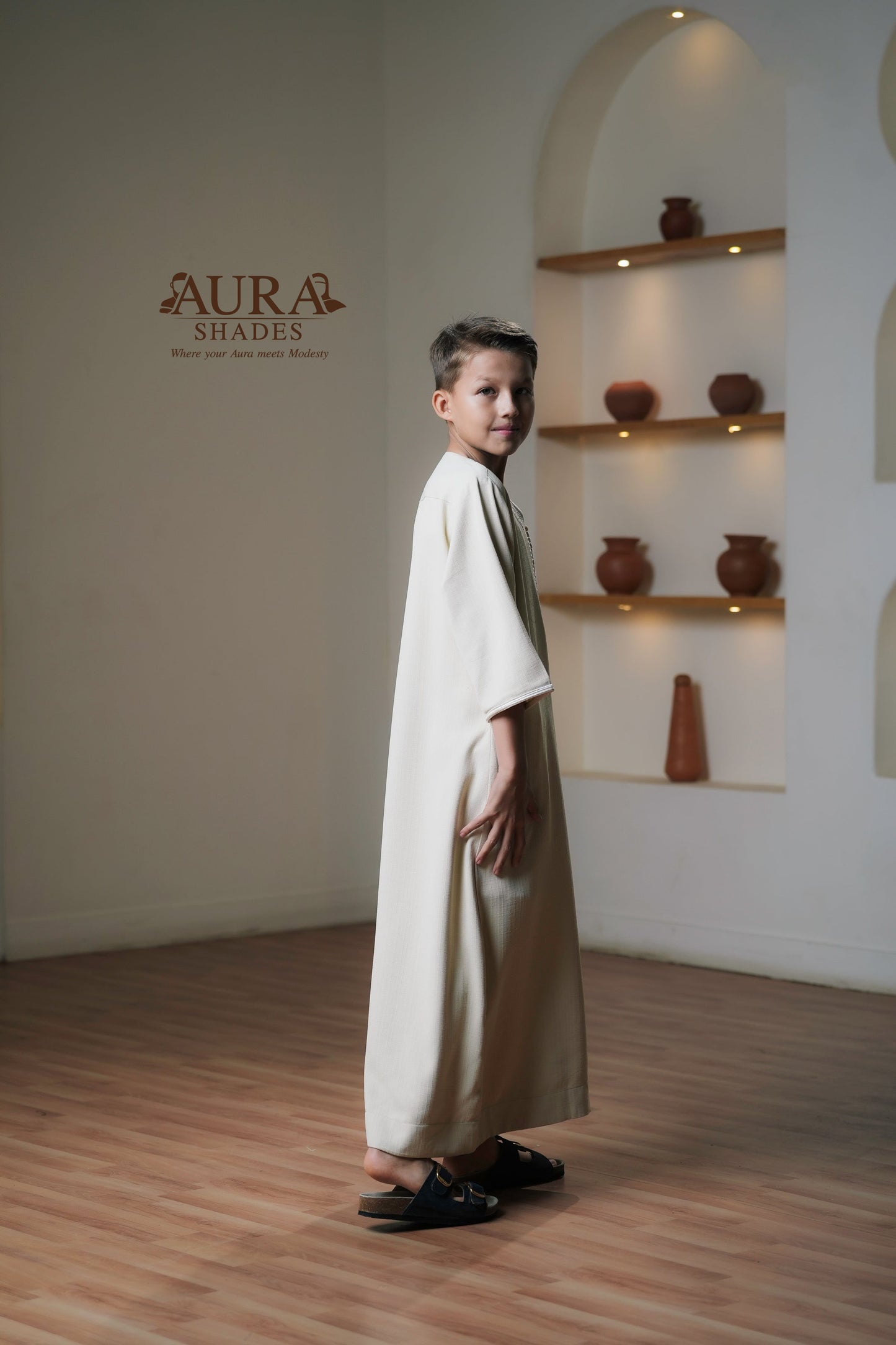 Kids Moroccan Thobe – Ivory Cream