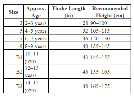 Size Chart for Kids Moroccan Thobe – Stone Grey