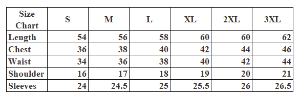 Size Chart for Omani Thobe – Mist Grey