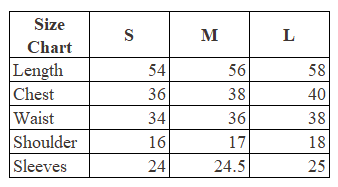 Size Chart for Striped Thobe – Emerald Green