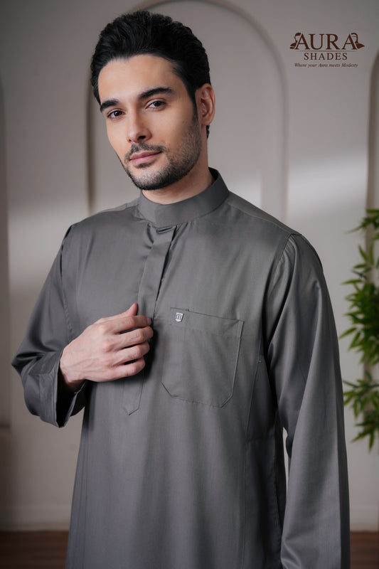 Saudi Thobe – Charcoal Grey
